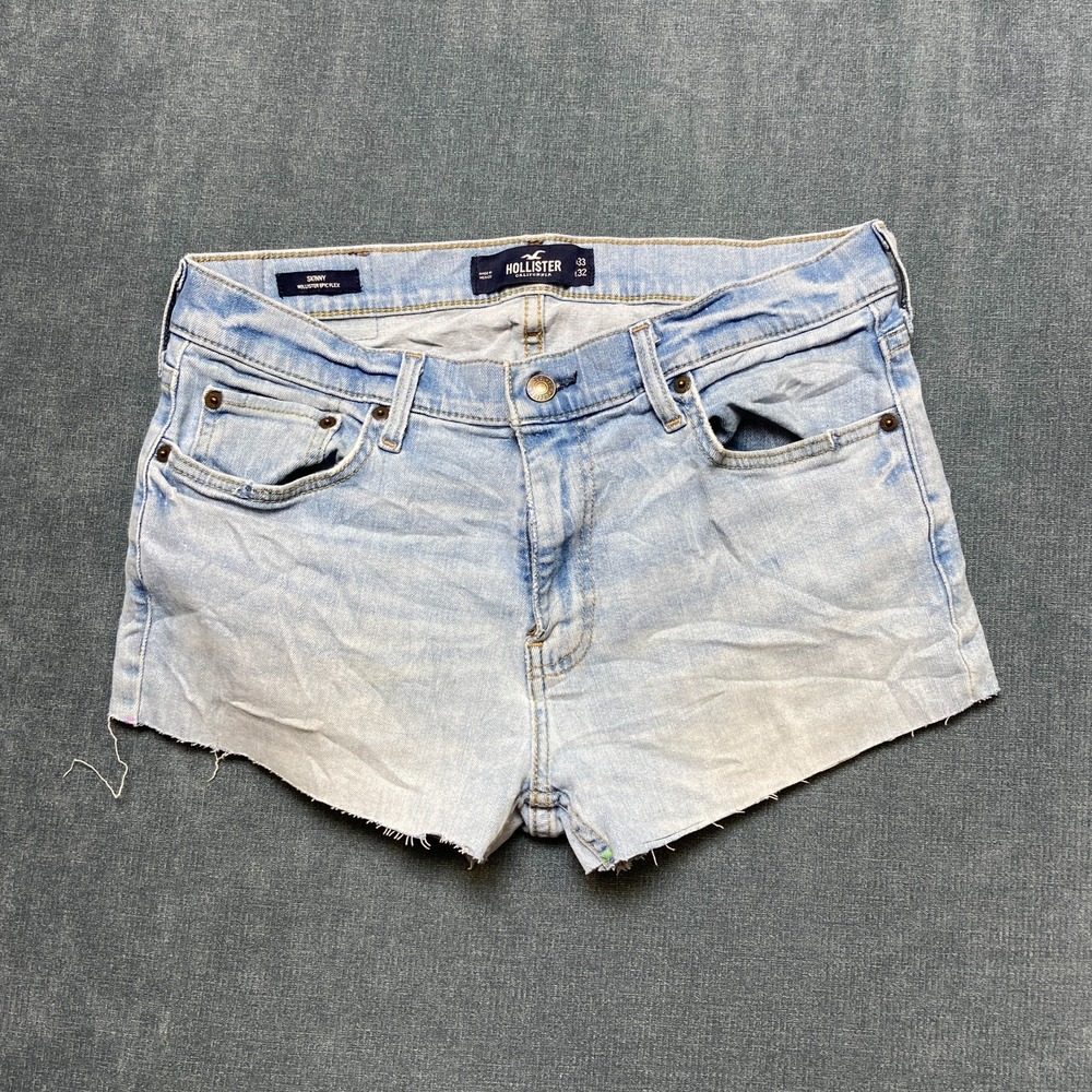 Hollister Epic Flex Skinny Cut Off Shorts Womens 33x32 Blue Denim Light Wash